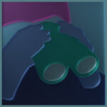 abstract cool colors of an image of a person looking through binoculars