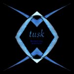 black background with geometric designs in shades of blue